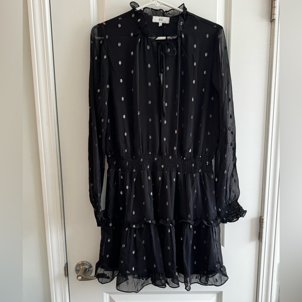 NSR Black Long Sleeve Dress with Silver Accents